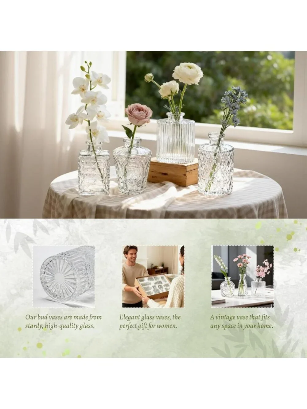 12pcs Clear Glass Bud Vases for Wedding Centerpieces & Home Decor, Elegant Decor